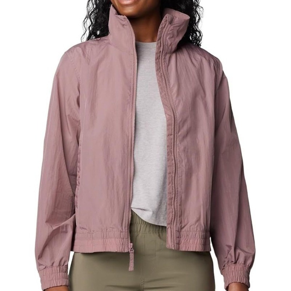 Women’s Lightweight Mauve Zip-Front Windbreaker Jacket